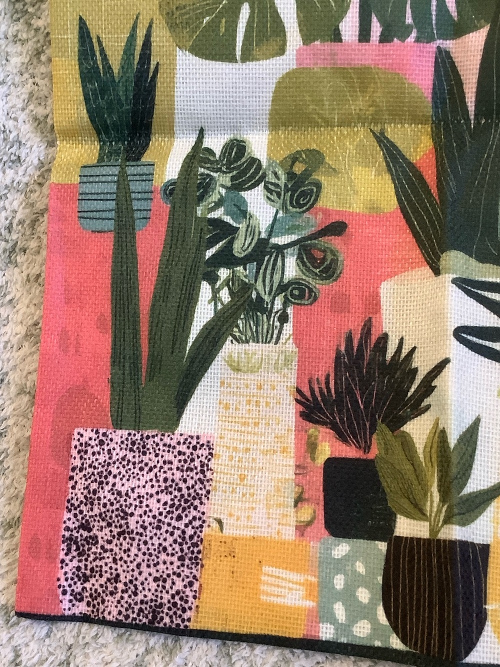 Tropical Potted Plants Canvas Tote Bag in Pink and Green NWT 13.50x15.75” - Picture 5 of 14